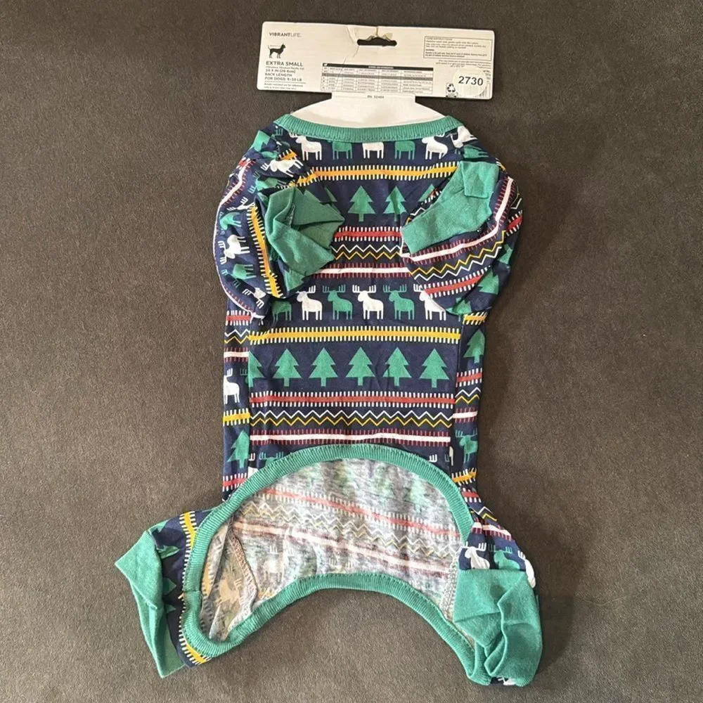 Vibrant Life Christmas Themed Pet Dog Cat Pajamas Size XS NEW